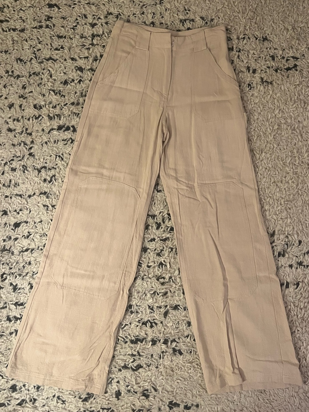 Forever 21 Beige Wide-Leg Utility Pants